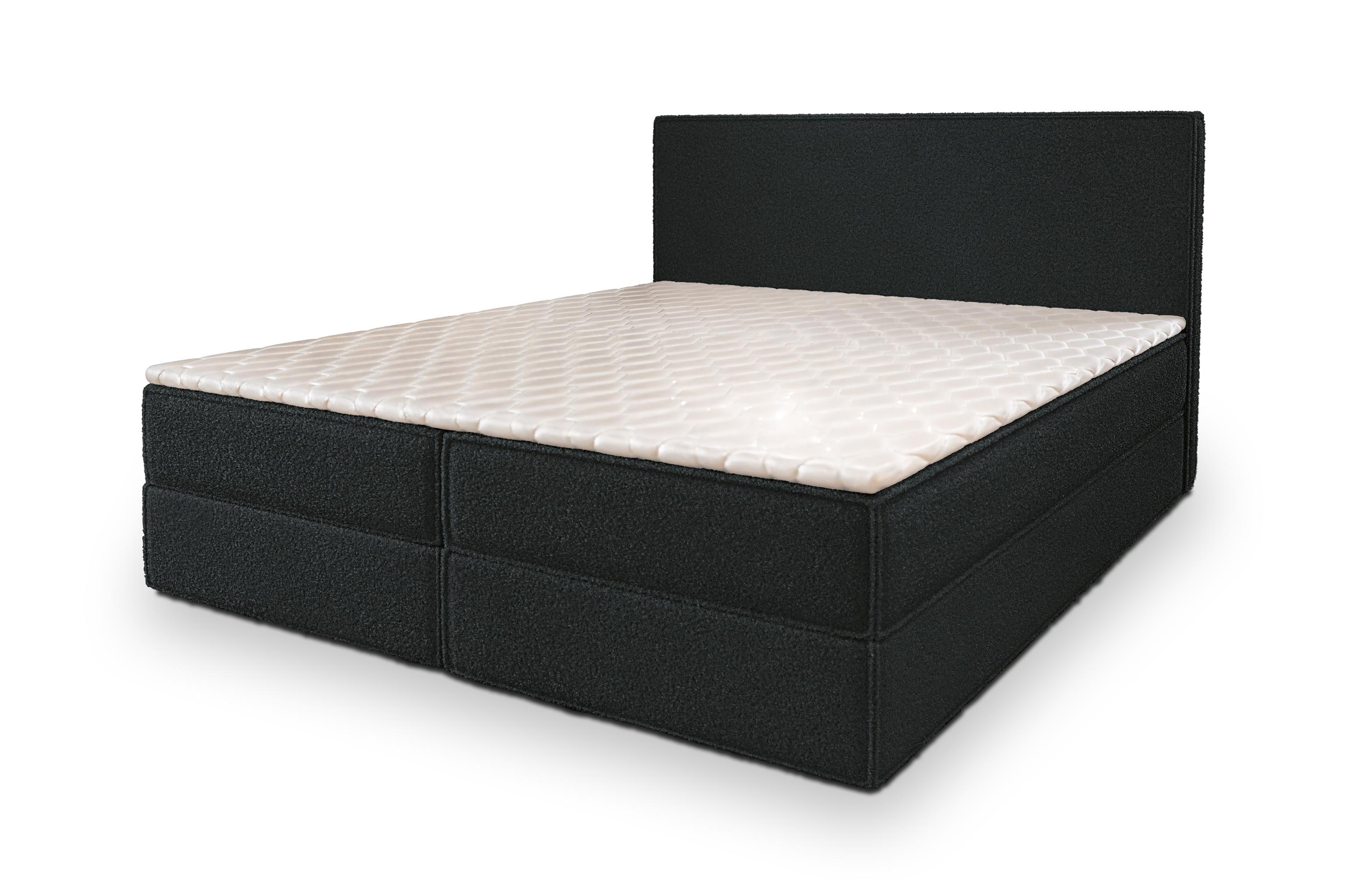 BOXBETT PELLIO 180x200 cm mit Matratze und Topper - Schwarz - Schwarz, Holz (180/200cm) - MASSENO
