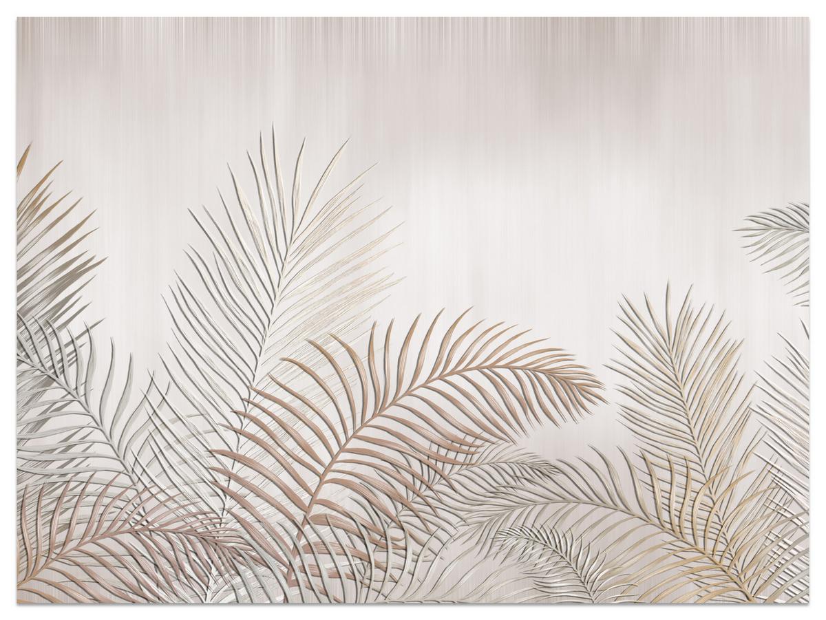FOTOTAPETE für Schlafzimmer Beige Palmenblätter Delikat 450x315 - Beige/Braun, Papier (450/315cm) - Muralo