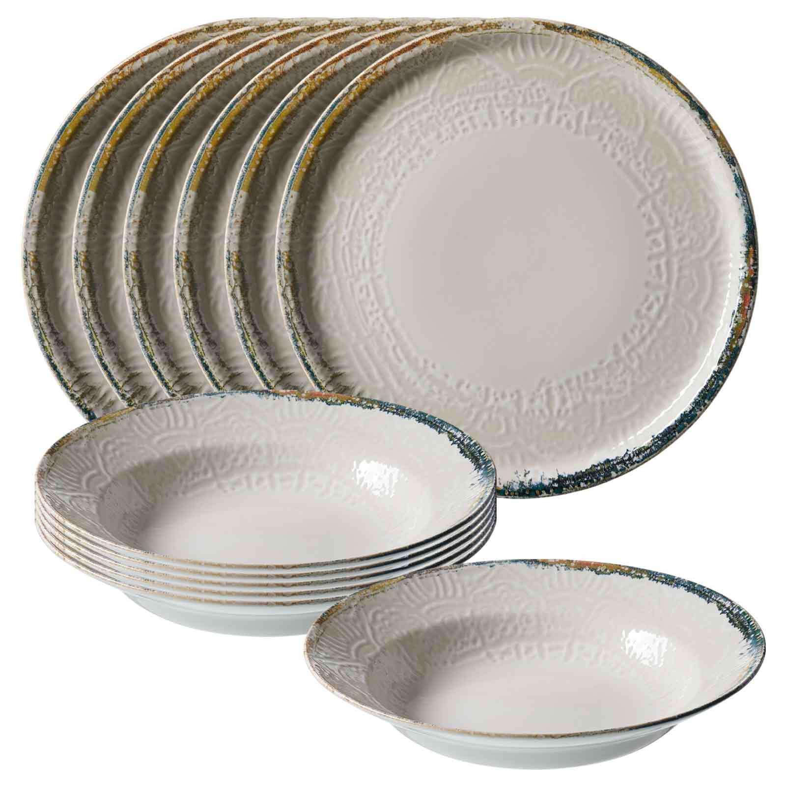 PIZZA- UND PASTA SET Alfonso beige 12-tlg. - Beige, Keramik (2/2/2cm) - Ritzenhoff Breker
