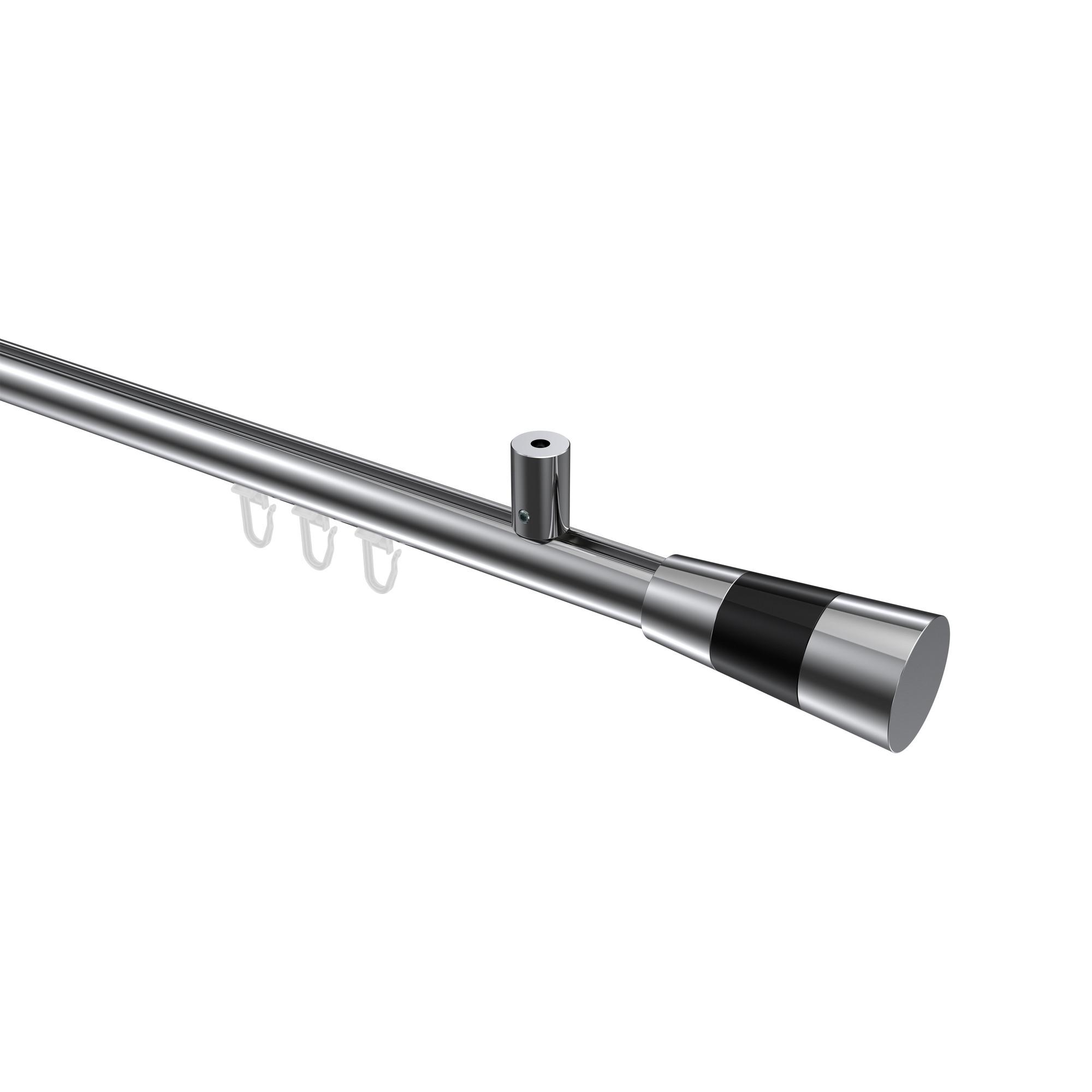 GARDINENSTANGE INNENLAUF Sonius Tanara 120 cm, 1-läufig, 20 mm Ø Chrom - Chromfarben/Schwarz, Metall (120cm) - INTERDECO