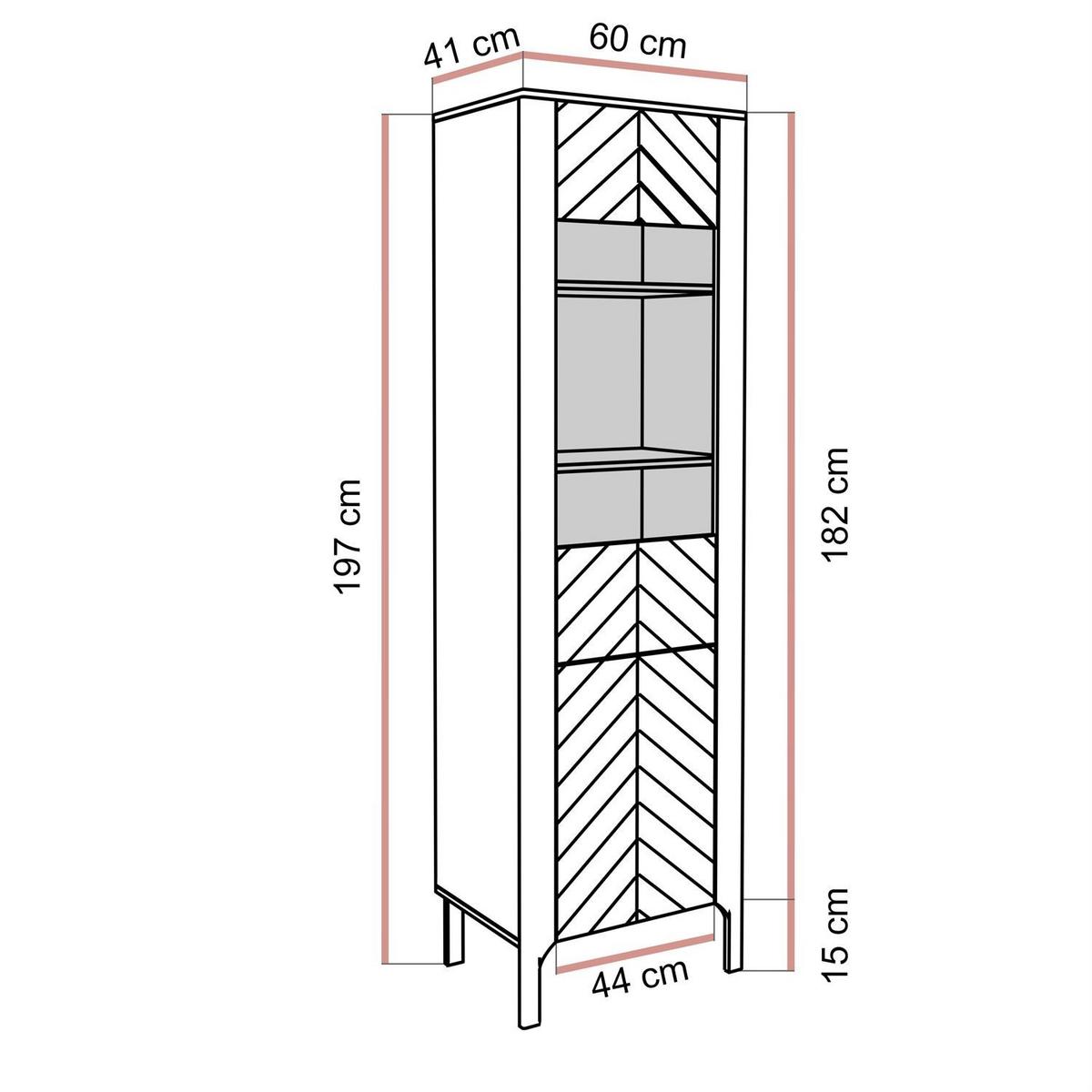 GLASVITRINE LUMI, Kaschmir - Kaschmir, Holzwerkstoff (60/197/41cm) - Lookway