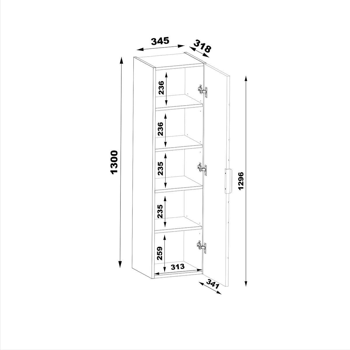 HOCHSCHRANK Astrid Holz - Braun, Holzwerkstoff (34.5/130/32cm) - Petits-meubles