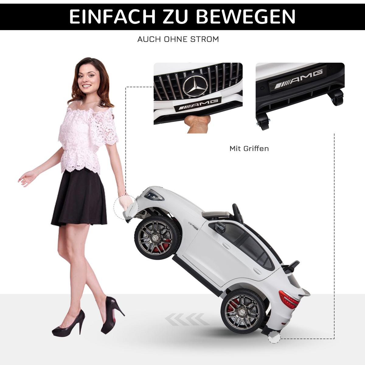 KINDERFAHRZEUG Fernbedienung Elektroauto Mercedes-Benz MP3 37-60 Monate 2 Farben - Weiß, Kunststoff (115/70/55cm) - HOMCOM
