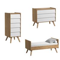 BABYZIMMER 3-teilig Eiche und Weiß - Weiß, Holzwerkstoff (145/103/75cm) - Petits-meubles