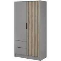 DREHTÜRENSCHRANK NELIANA 105/200/51 cm 2-türig Grau - Grau, Holzwerkstoff (105/200/51cm) - MASSENO
