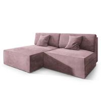 ECKSOFA FIORO M Lila Velours-Stoff mit Schlaffunktion - Lila/Grau, Holz/Kunststoff (204/148cm) - MASSENO