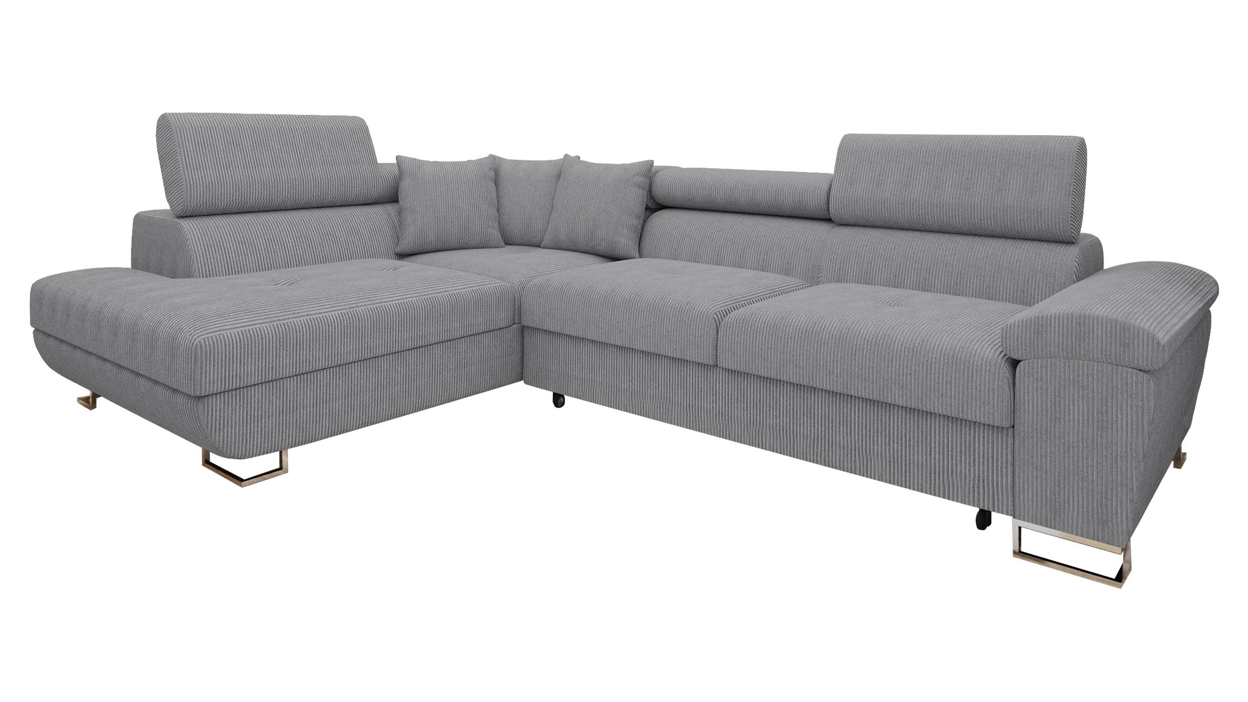 ECKSOFA Cotere Cord, Seite: Links - Hellgrau, Holz/Textil (270/202cm) - MIRJAN24