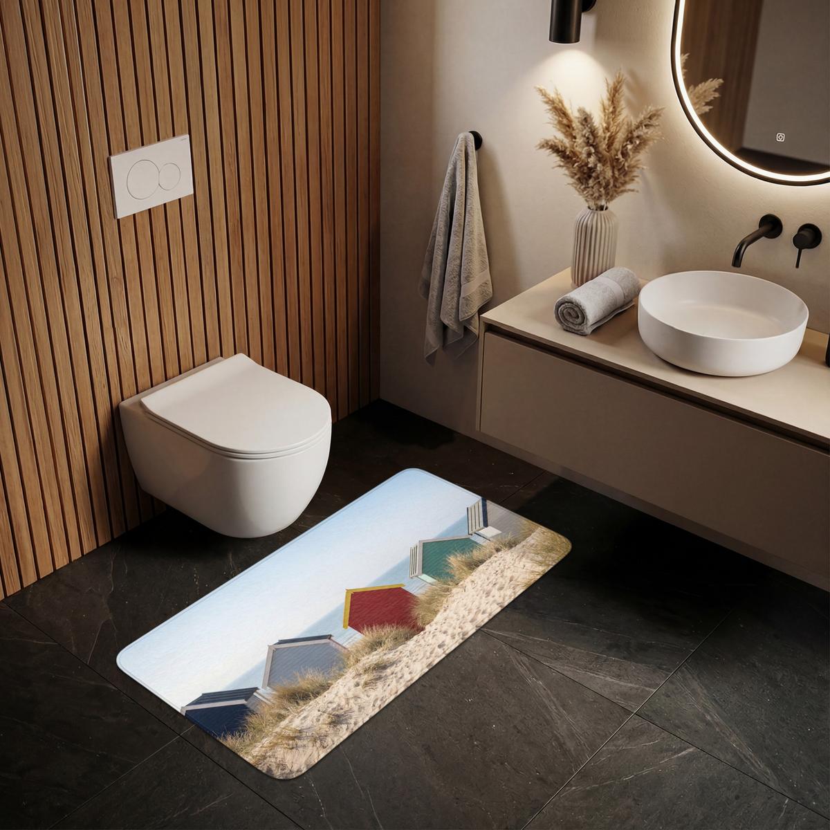 WC-VORLEGER Strand - Ferienhäuser - Farbenfroh - Dünen WC Teppich 120x60 cm - Multicolor, Textil (120/1cm) - OnlyWow