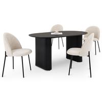 ESSGRUPPE MAXIM CASSIE 5er Set schwarz - Schwarz, Metall (160/76/90cm) - IDIMEX