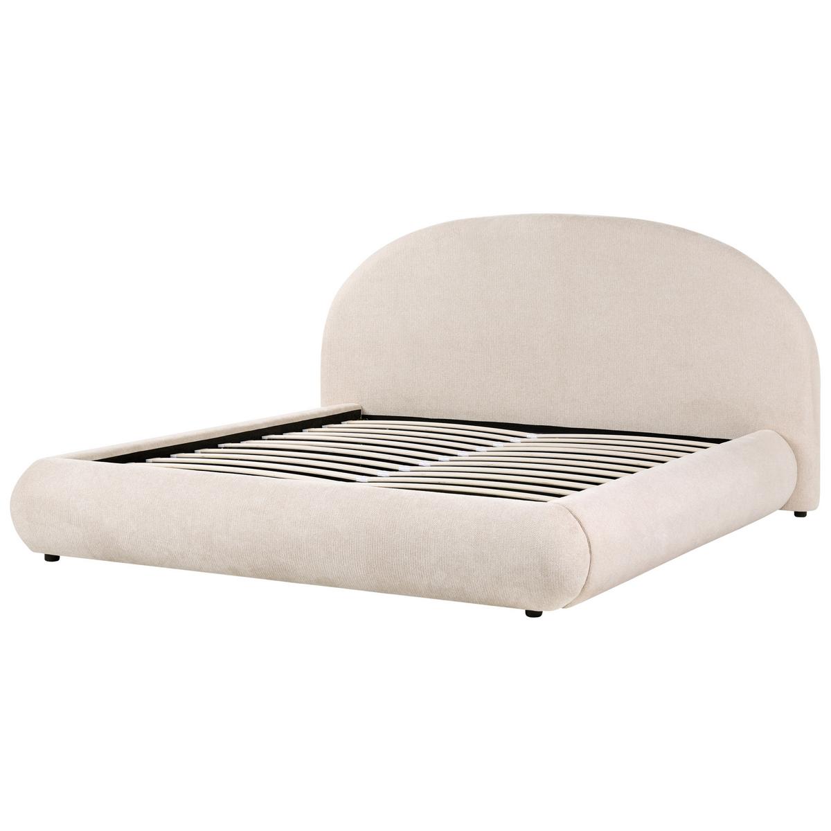 BETT mit Stauraum 180/200 Stoff Hellbeige Grasse - Beige, Textil (180/200cm) - Beliani