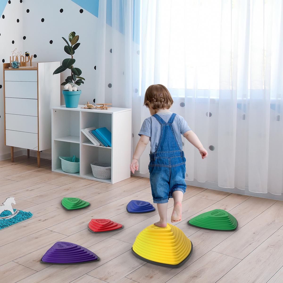 BALANCIERSTEINE 6 Stück Rutschfeste Trittsteine für Kinder 3-8 Jahren Bunt - Multicolor, Kunststoff (37.5/16/37.5cm) - AIYAPLAY