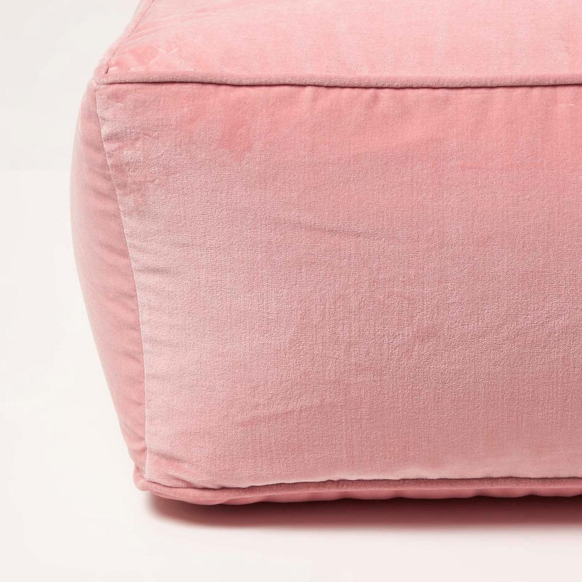 SITZPOUF rosa mit Samt-Bezug, 60/60/27 cm - Rosa, Textil (60/27/60cm) - Homescapes