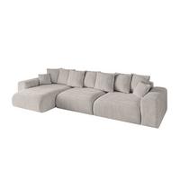 ECKSOFA Ottomane links ESKAR-L2 364x176x72 Hellbraun Velours - Hellbraun/Schwarz, Holzwerkstoff/Kunststoff (364/176cm) - ALTDECOR