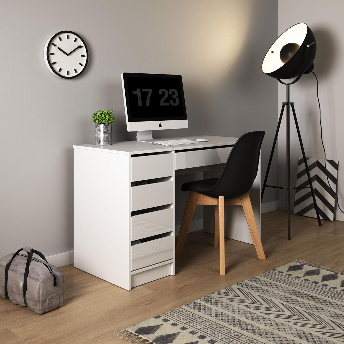 SCHMINKTISCH Claris Weiß Hochglanz 120/55/75 mit LED Spiegel 120/67/11 cm - Weiß Hochglanz, Holzwerkstoff (120/75/55cm) - WFL GROUP