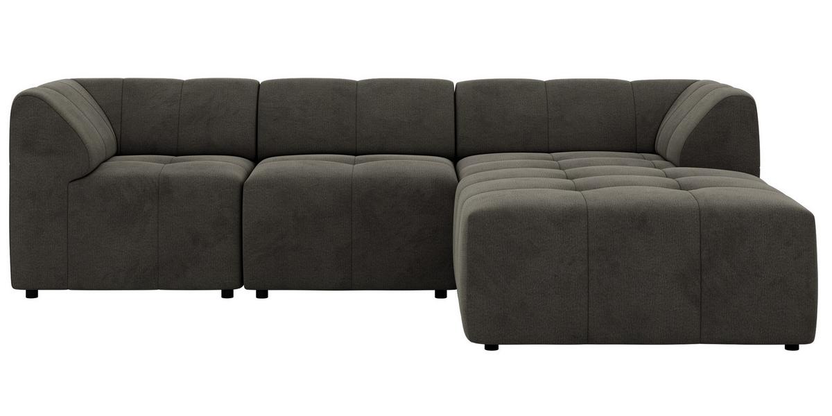 ECKSOFA VORITA L 3M - Dunkelgrau Velvet - Rechts Seite - Dunkelgrau/Schwarz, Kunststoff/Textil (176/267cm) - MKS