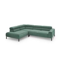 ECKSOFA DELIA Smaragdgrün Cord - Smaragdgrün/Schwarz, Textil/Metall (276/219cm) - KAWOLA