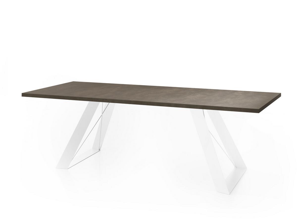 ESSTISCH Colter Weiß rechteckig ausziehbar, Dunkelgrauer Chicago Beton 140-240/80/76 cm - Dunkelgrau/Weiß, Holzwerkstoff/Metall (80/240/76cm) - WFL GROUP