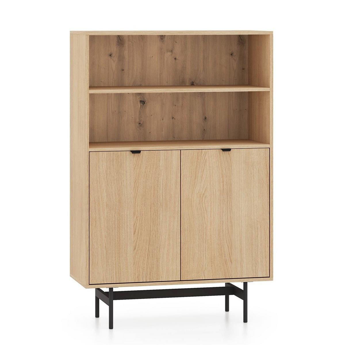 STANDREGAL HEGGERS Eiche Mavelie, 92 cm - Eichefarben/Schwarz, Holzwerkstoff/Metall (91.6/140/40cm) - Selsey