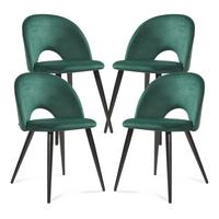 ESSZIMMERSTUHL-SET 4 TLG. Karijoki - Dunkelgrün/Schwarz, Textil/Metall (50/77/55cm) - [en.casa]