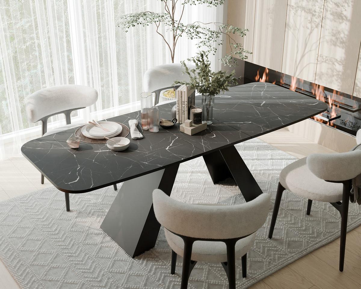 AUSZIEHTISCH ZENITH 180/90/76 cm mit Metallgestell, Schwarz / Grau - Schwarz/Grau, Holzwerkstoff/Metall (90/180/76cm) - Idohome