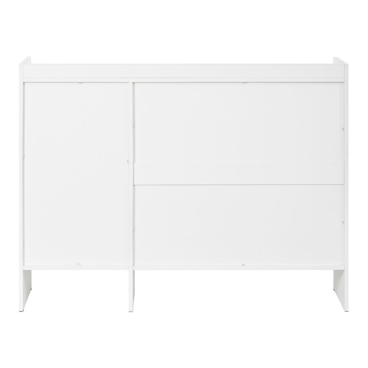 SCHUHSCHRANK weiß 120 cm mit Bogendesign, 3 Türen & 2 Schubladen - Weiß, Holzwerkstoff (120/90/35cm) - Urban Meuble