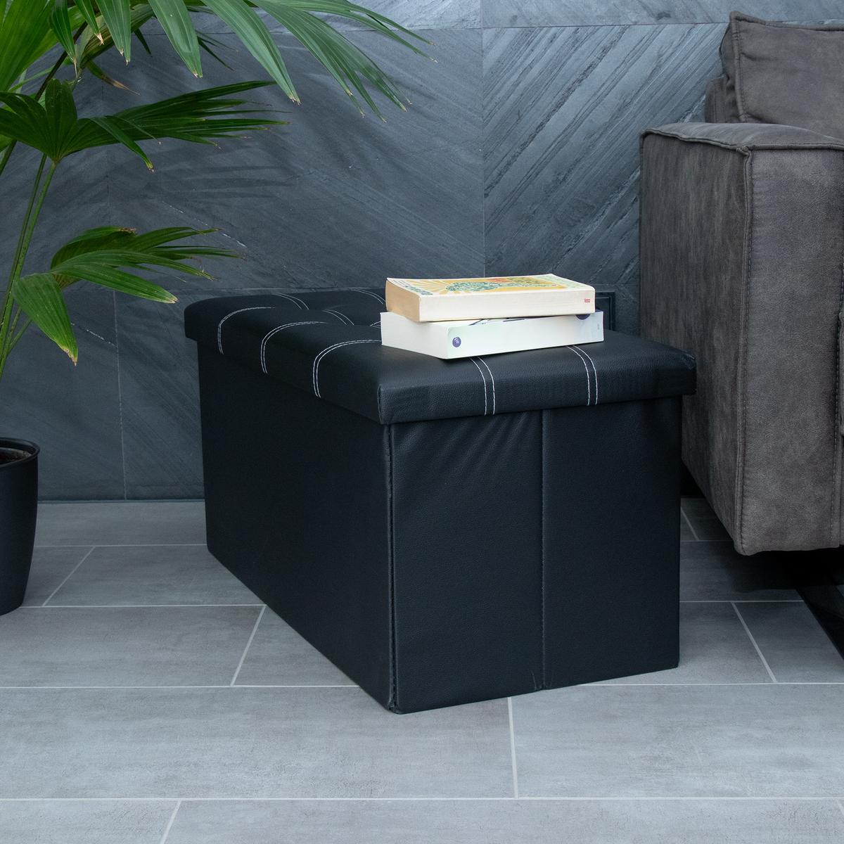 SITZBANK Faltbar Kunstleder (Schwarz) - Schwarz, Karton (78/38/38cm) - Intirilife