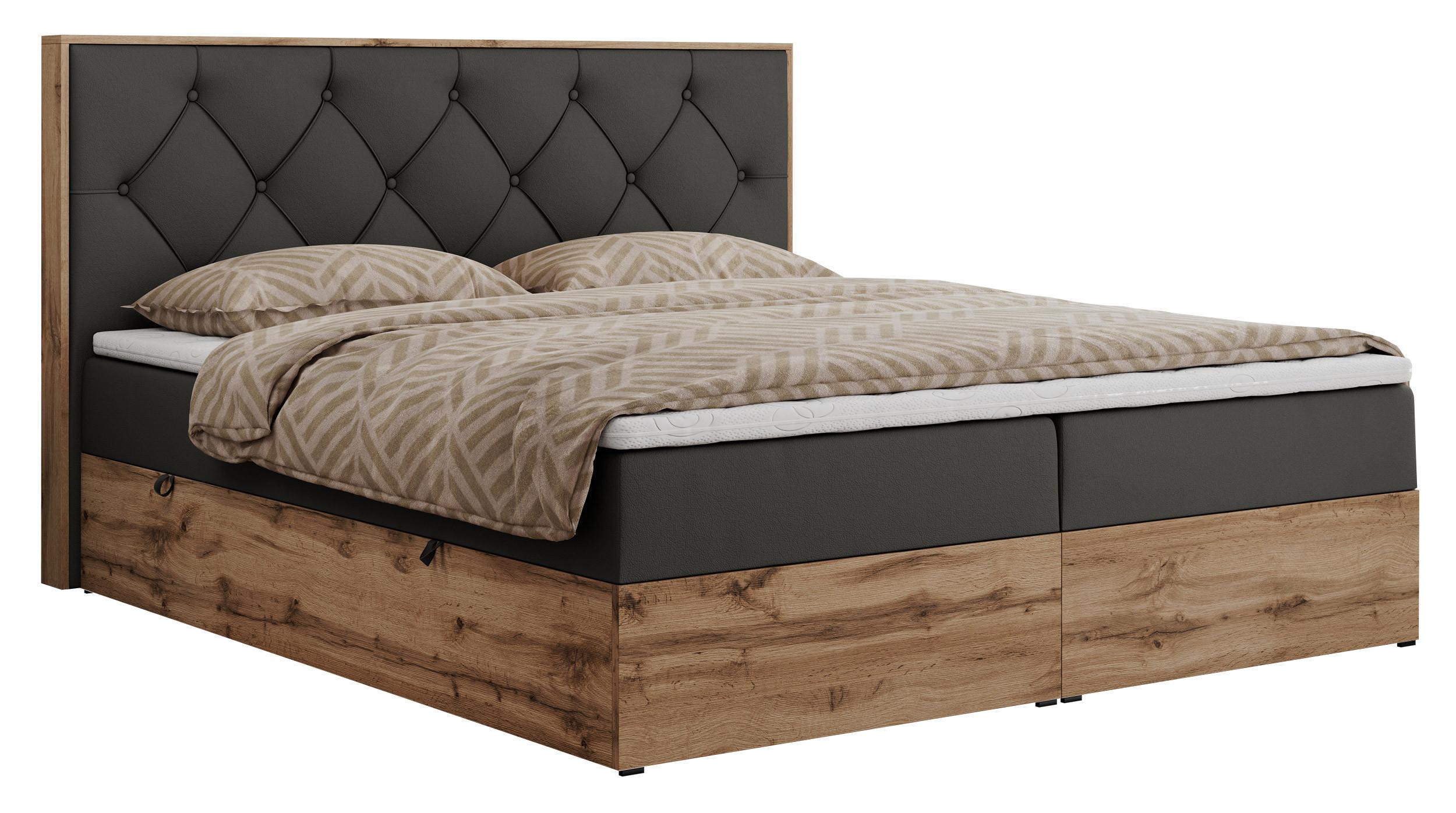 BOXBETT VENETO 140/200 Dunkelgrau Kunstleder - H3 - Dunkelgrau, Holz/Textil (140/200cm) - MKS