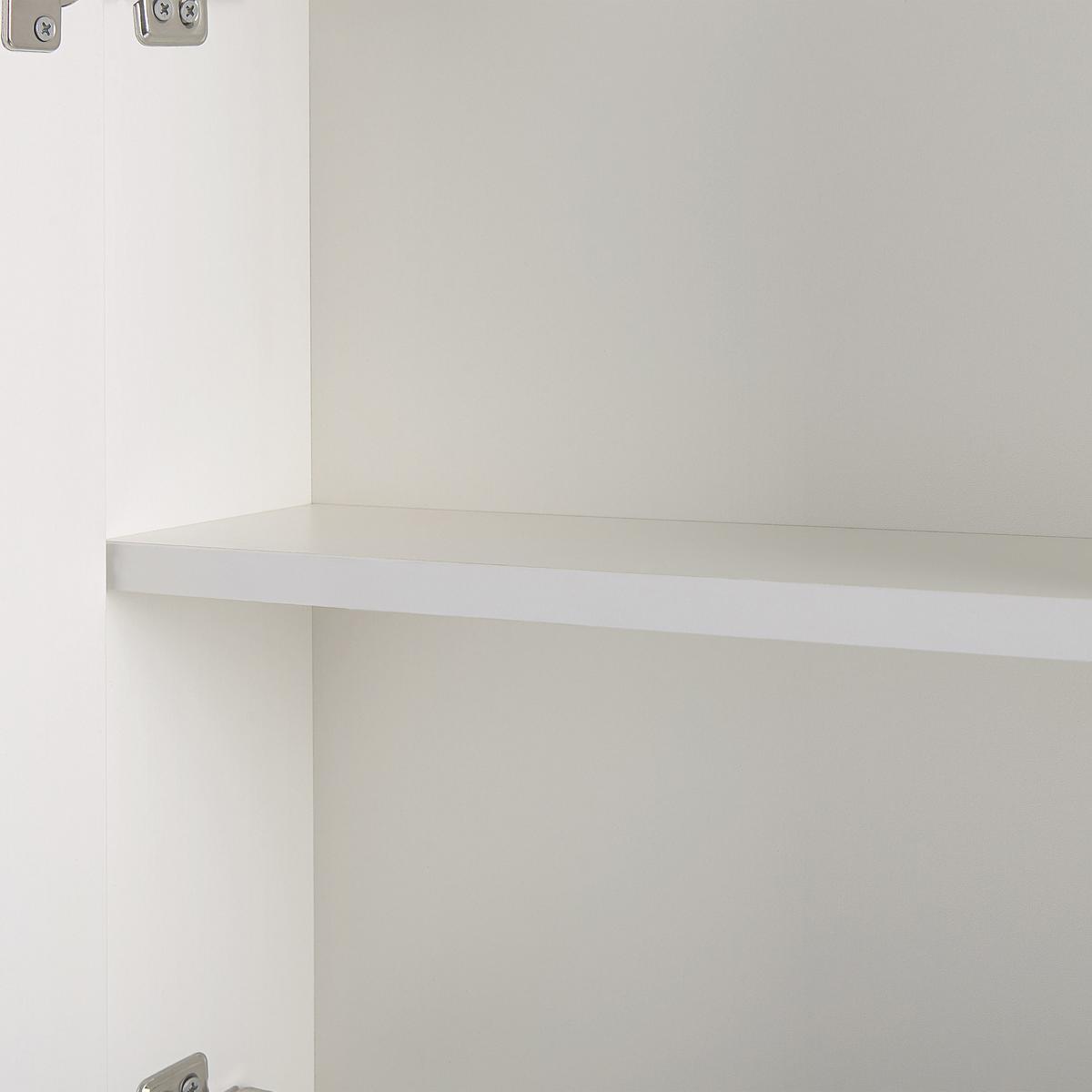 BAD-SPIEGELSCHRANK weiß/silber mit LED-Beleuchtung 60/60 cm Mazarredo - Silberfarben/Weiß, Holz/Holzwerkstoff (60/60/12cm) - Beliani