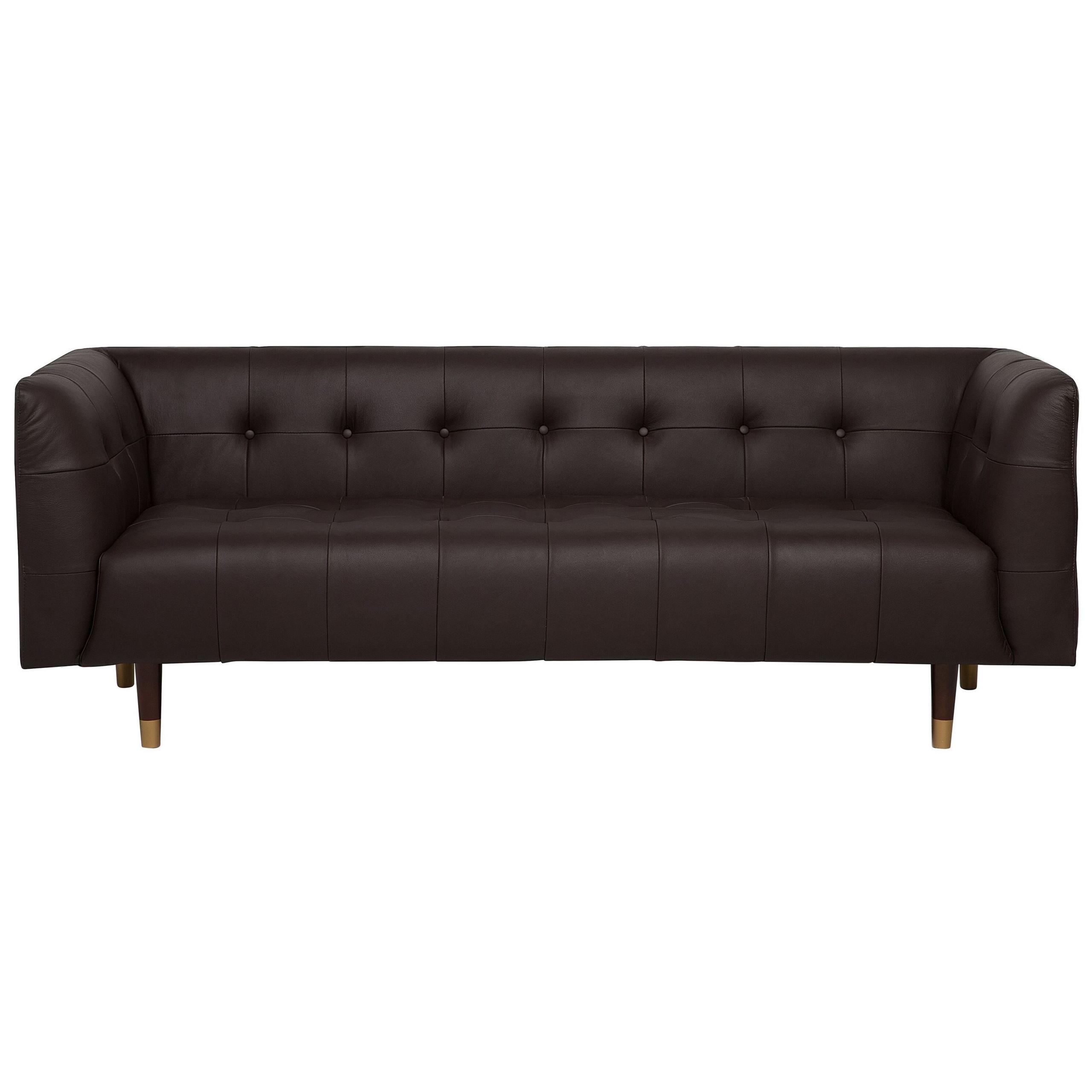 3-SITZER-SOFA Echtleder Braun Byske - Dunkelbraun, Leder/Fell (200/73/78cm) - Beliani