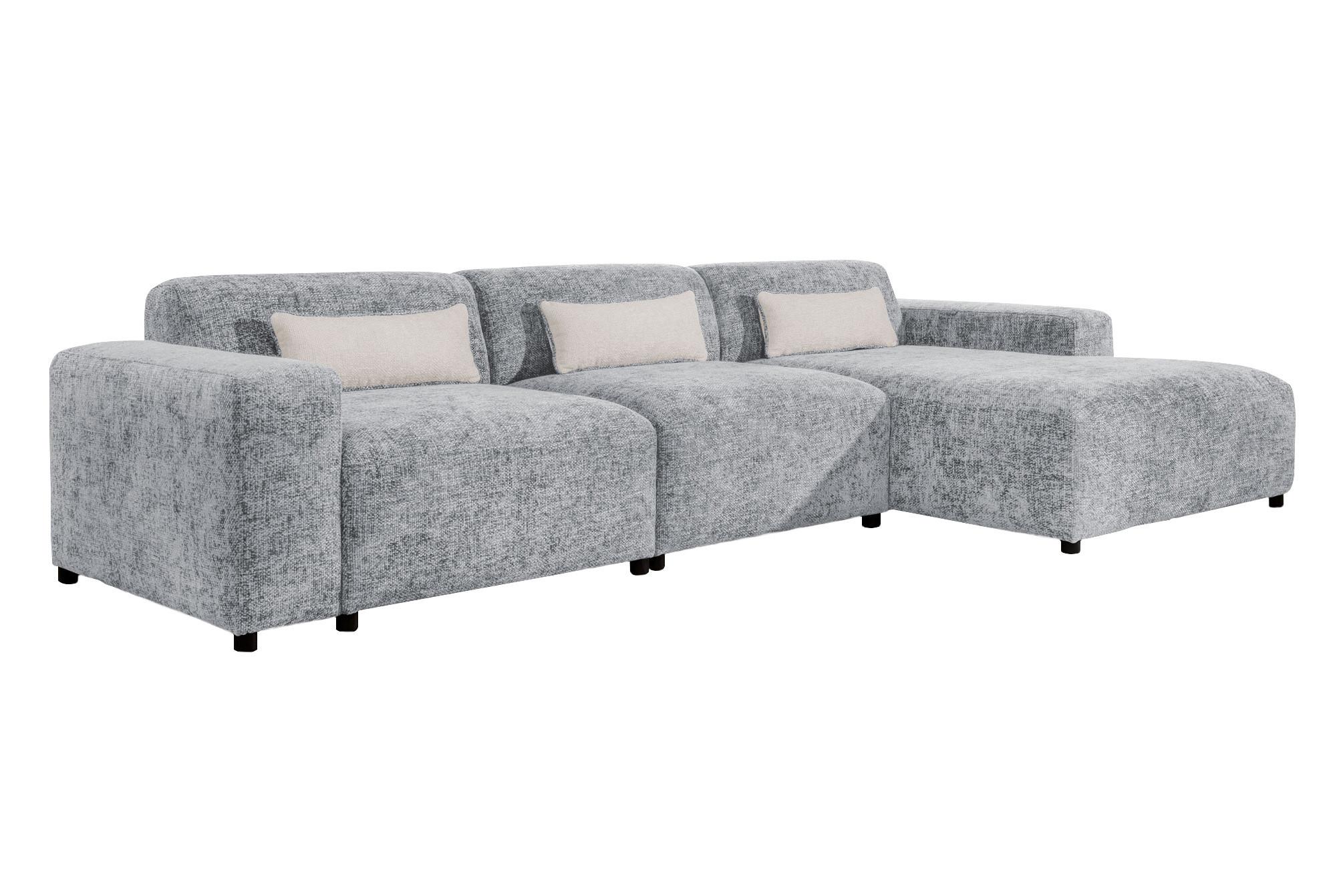ECKSOFA L Form Jughlio Hellgrau 331/165/75 cm Rechts mit Schlaffunktion - Hellgrau/Schwarz, Kunststoff/Textil (331/165cm) - AX Living