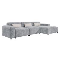 ECKSOFA L Form Jughlio Hellgrau 331/165/75 cm Rechts mit Schlaffunktion - Hellgrau/Schwarz, Kunststoff/Textil (331/165cm) - AX Living