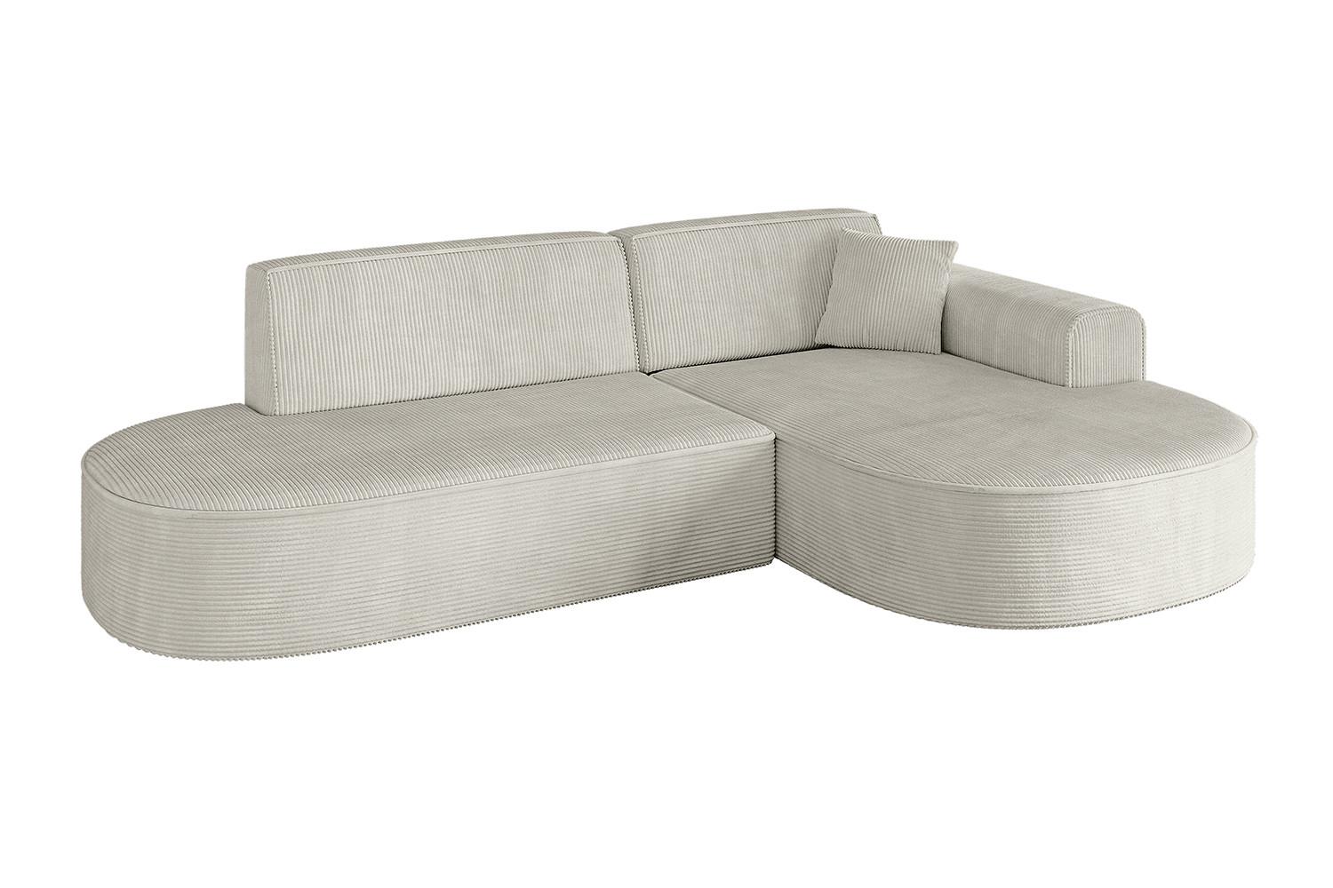 ECKSOFA Ottomane Rechts MARI-L1 - 243x171x79 cm Creme Cord - Hellgrau/Creme, Holzwerkstoff/Kunststoff (234/163cm) - ALTDECOR