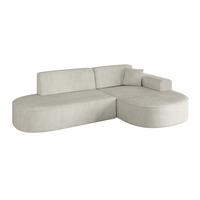 ECKSOFA Ottomane Rechts MARI-L1 - 243x171x79 cm Creme Cord - Hellgrau/Creme, Holzwerkstoff/Kunststoff (234/163cm) - ALTDECOR