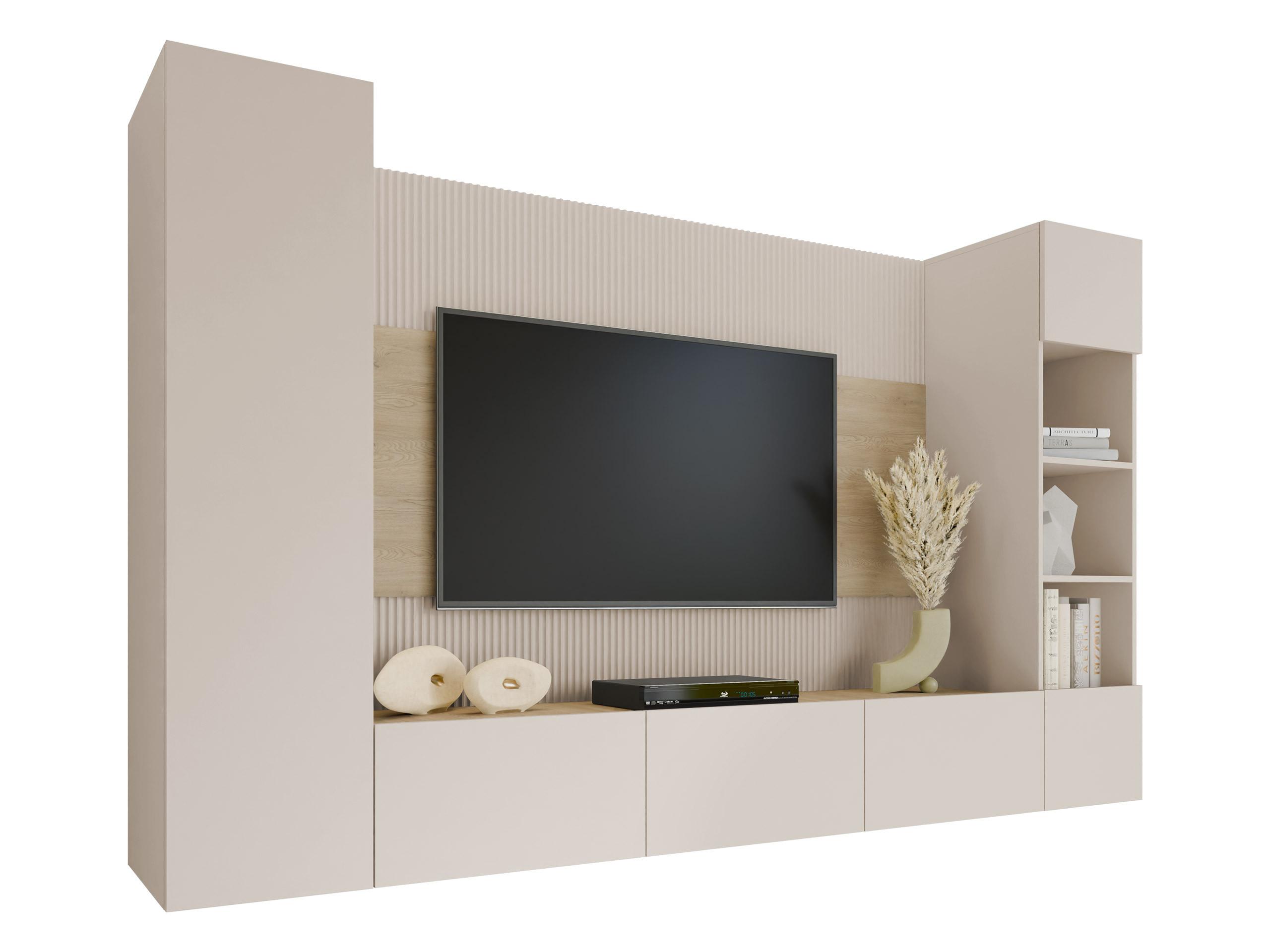 WOHNWAND Deromi IV - Beige, Holzwerkstoff (260/150/38cm) - MIRJAN24