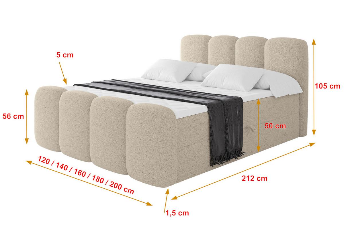 BOXBETT mit Matratze H4 - NINA-Z - 120x200 cm Dunkelbeige - Baltimorefarben, Holzwerkstoff (120/200cm) - ALTDECOR