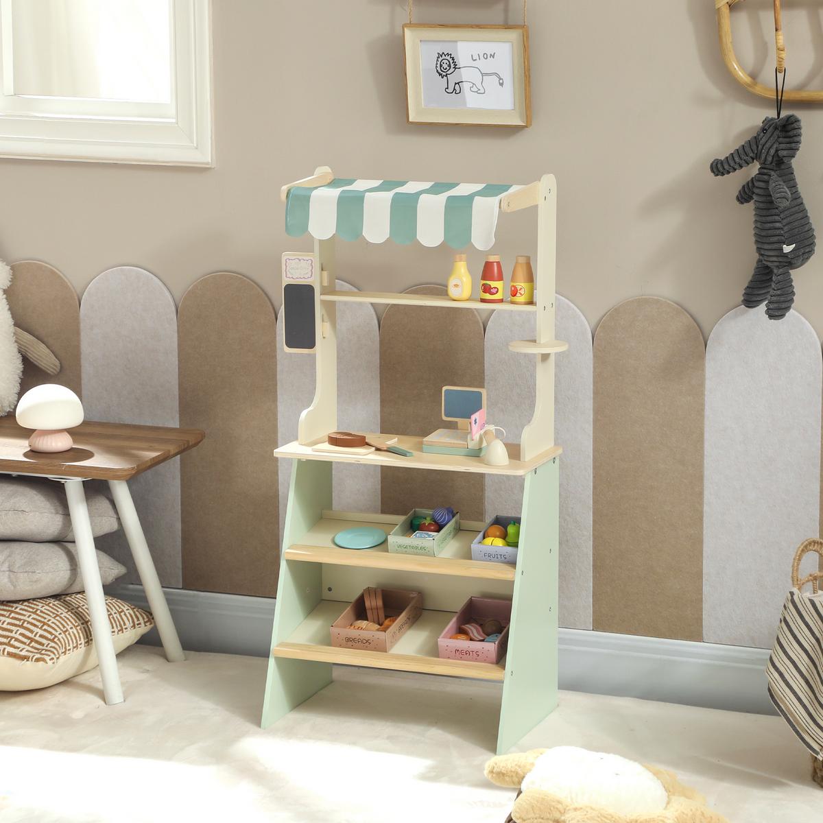 KINDER-KAUFLADEN MDF Kiefernholz Grün - Hellgrün, Holzwerkstoff (30/92.5/52cm) - AIYAPLAY