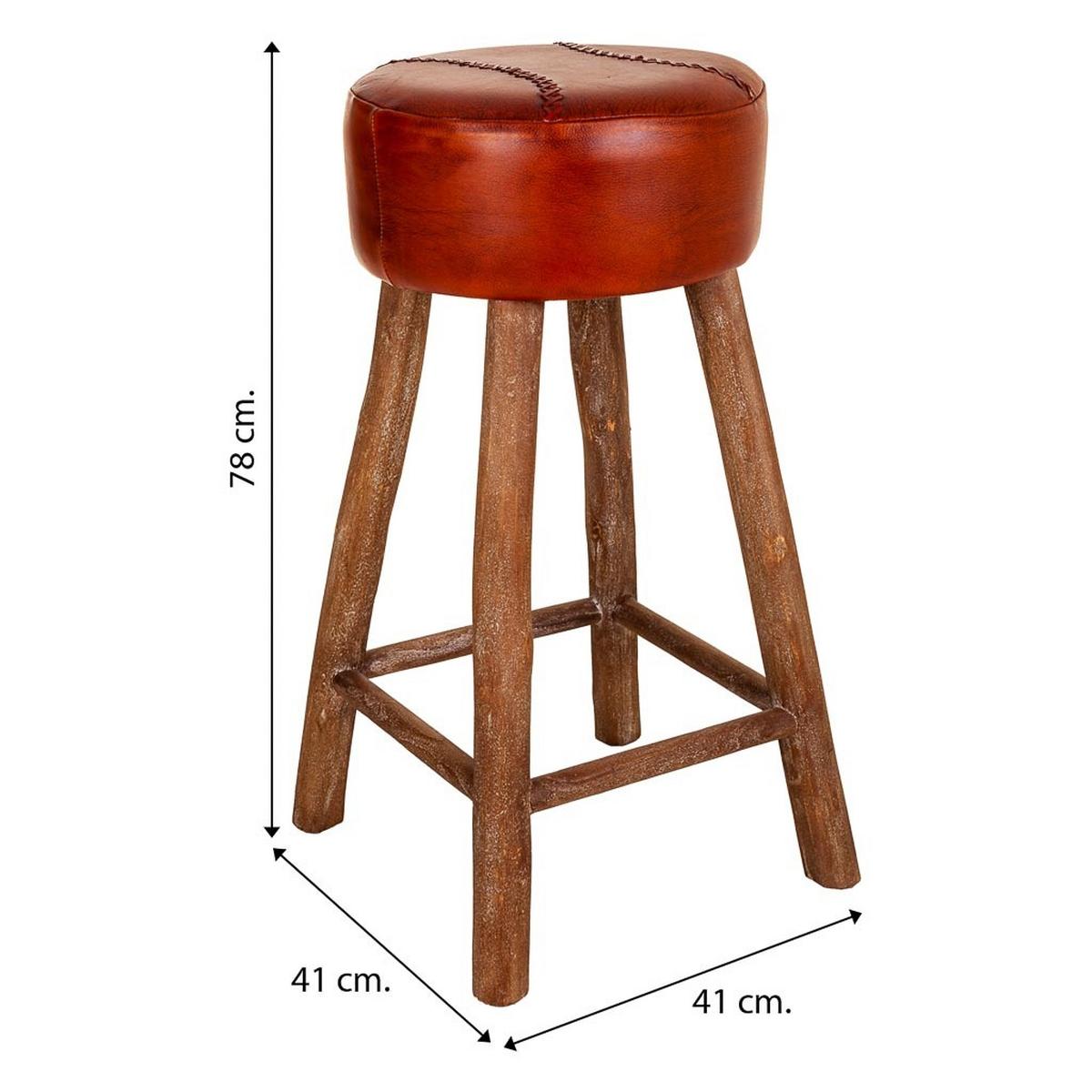 HOCKER, rot, 41x78cm - Braun, Holz (41/41/78cm) - Wanderlust