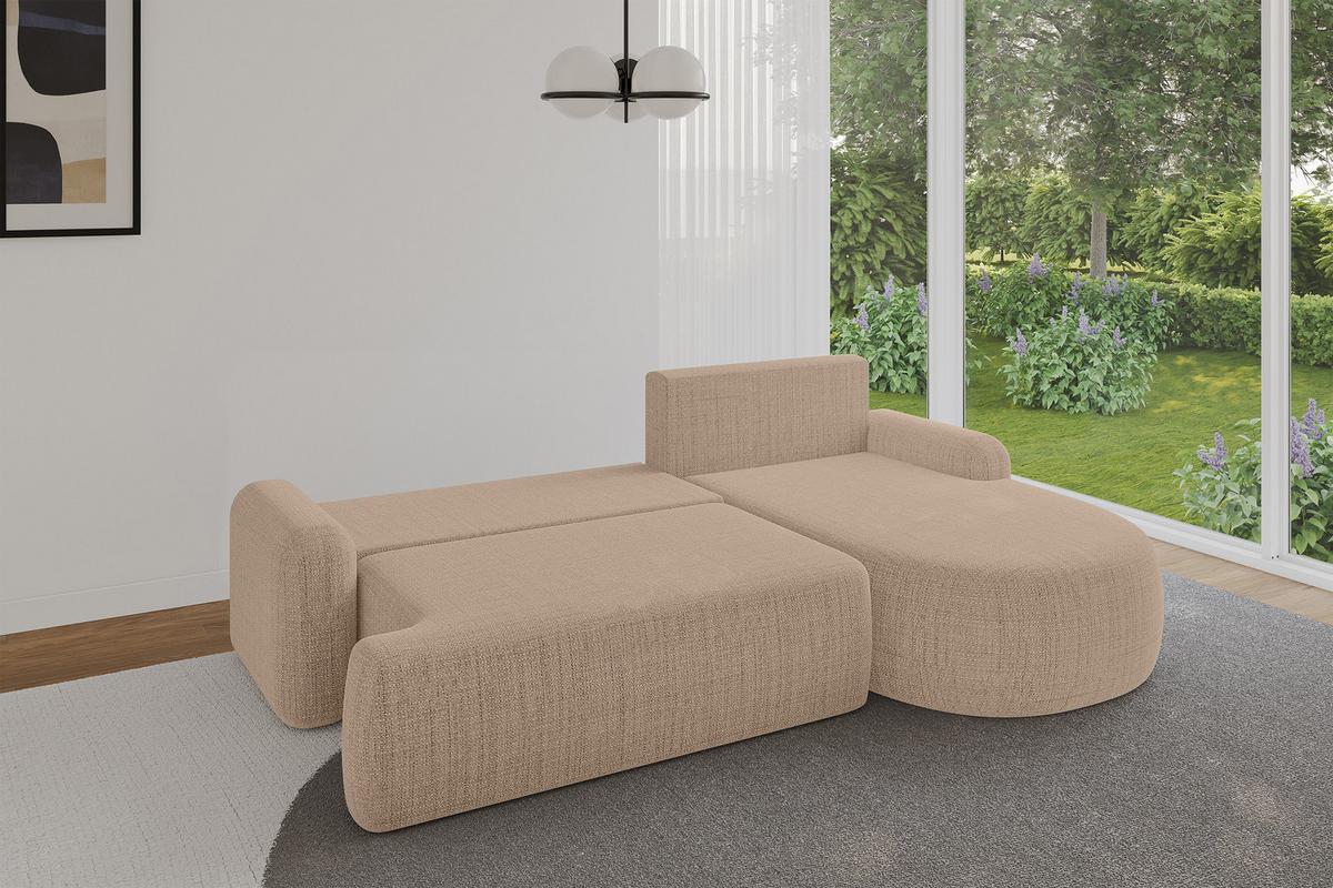 ECKSOFA mit Schlaffunktion und Bettkasten LIRA-L - 264x172x89 Dunkelbeige - Sahara, Holzwerkstoff/Textil (172/264cm) - ALTDECOR