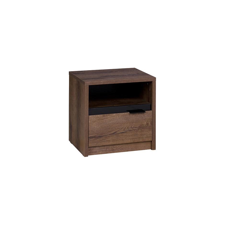 NACHTTISCH Devon mit 1 Schublade, Eiche monastery - Eichefarben/Schwarz, Holzwerkstoff/Metall (46.5/46/40cm) - Beautysofa