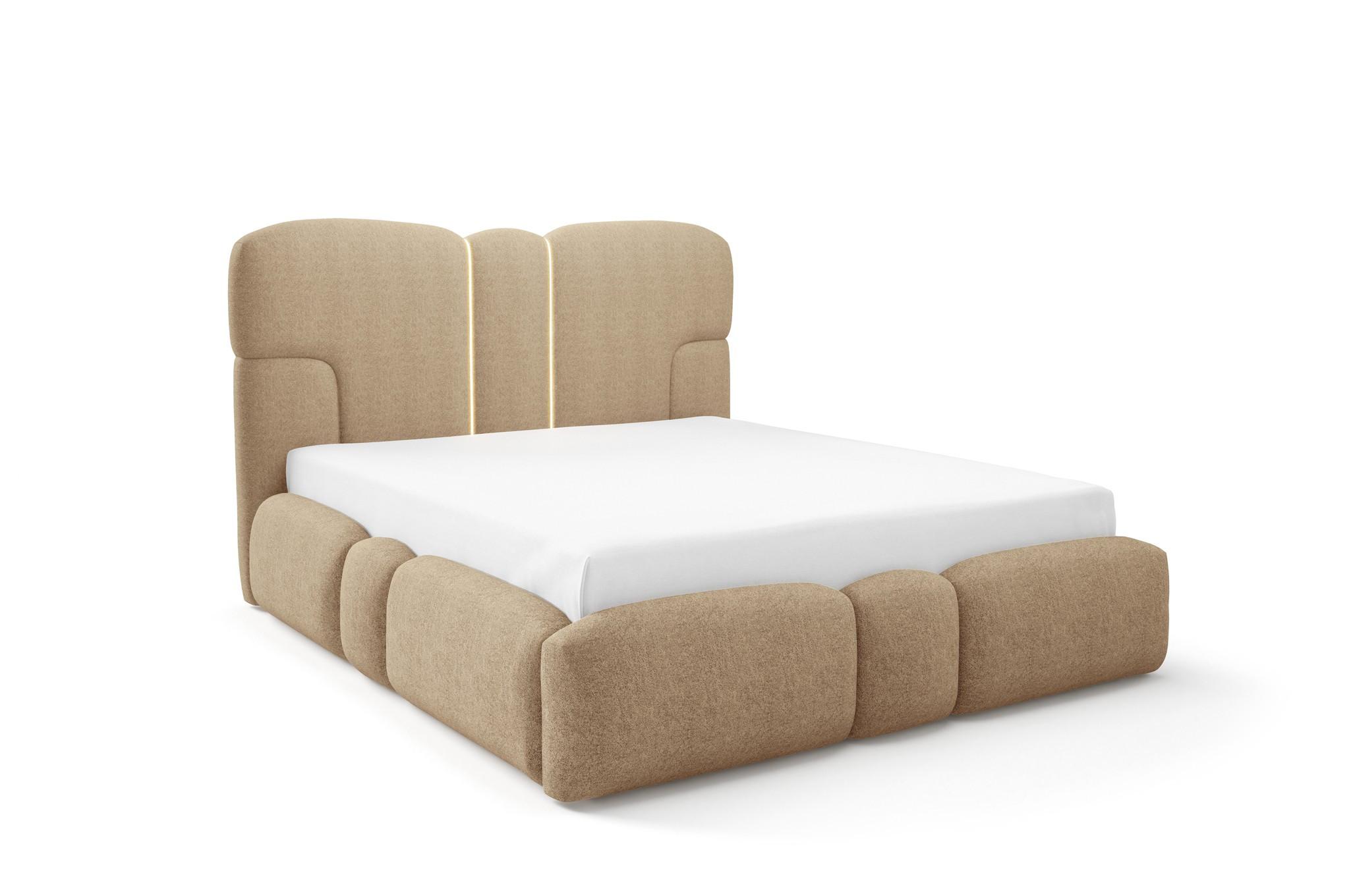 POLSTERBETT Jordan - Braun, Holzwerkstoff/Textil (140/200cm) - Fun Möbel