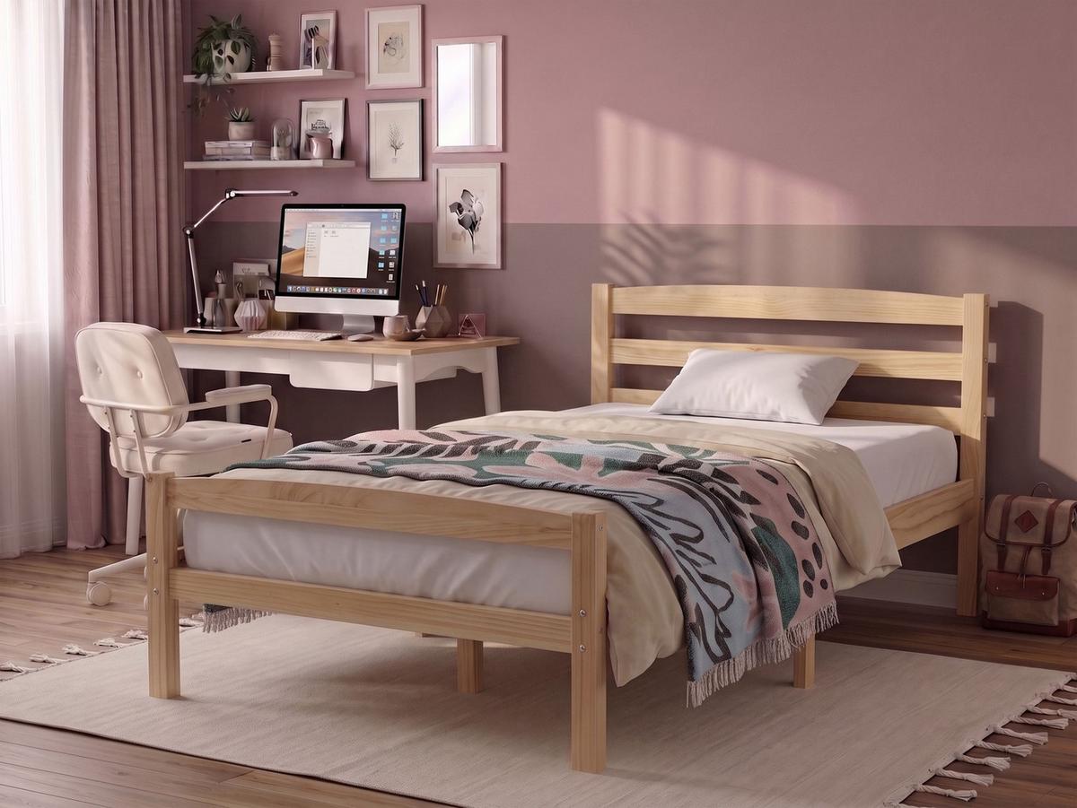 BETT mit Lattenrost 80/200 Kiefernholz Hellbraun Echallon - Hellbraun/Braun, Holz (80/200cm) - Beliani