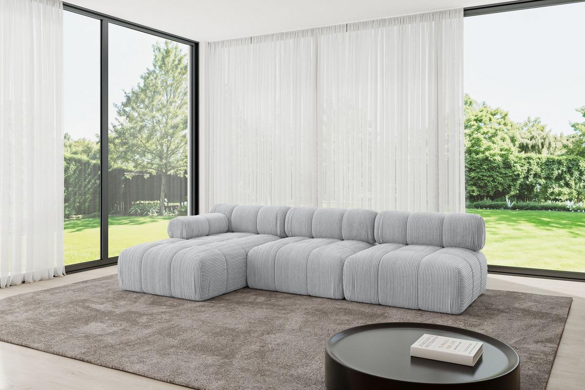 ECKSOFA modulares Sofa Razon-L2 - 285x160x70 cm Grau Cord - Grau, Holzwerkstoff/Textil (285/160cm) - ALTDECOR