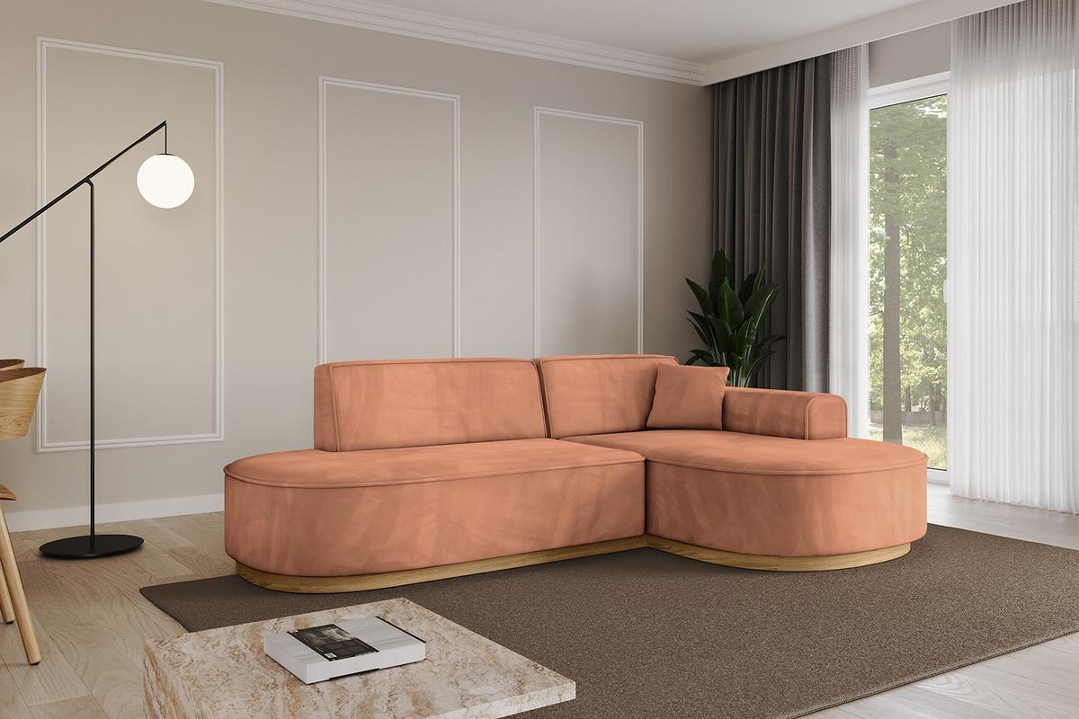 ECKSOFA Ottomane Rechts MARI-L1-v2 - 243x171x83 cm Orange Velours - Orange, Holzwerkstoff/Textil (171/243cm) - ALTDECOR