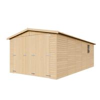 HOLZGARAGE Abstellraum mit Fenstern- H222x616x324 cm /18 m2 - M102 - Naturfarben, Holz (303/183/591cm) - Timbela
