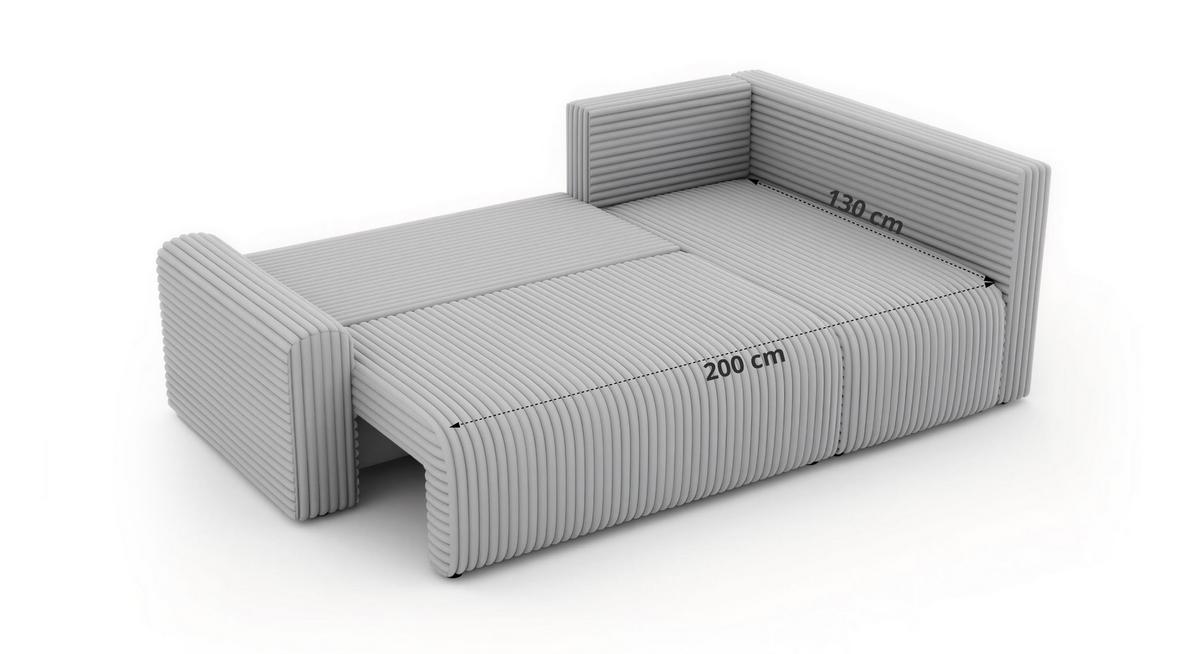 ECKSOFA NESSARO COR L - Hellbraun Cord - Links - Hellbraun/Schwarz, Kunststoff/Textil (151/240cm) - MKS