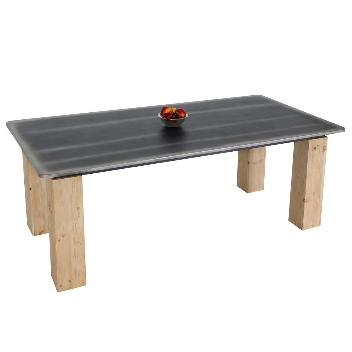 ESSTISCH Braun, Metall - Silberfarben/Braun, Holz (100/200/77cm) - MCW