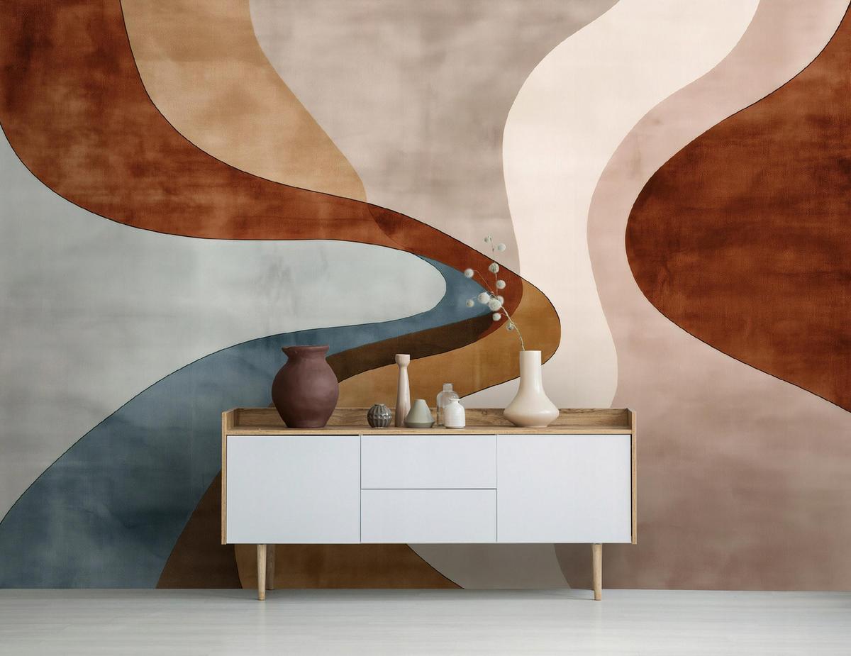 FOTOTAPETE Art Deco Abstrakt Braun 400x280 cm - Multicolor, Papier (400/280cm) - Wallarena