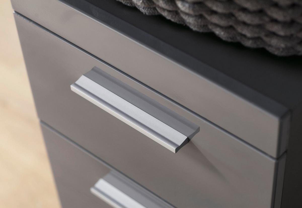 HOCHSCHRANK grau Hochglanz 37 x 190 cm, Badschrank 2-türig - Grau, Holzwerkstoff/Kunststoff (37/190/31cm) - Top.Furn