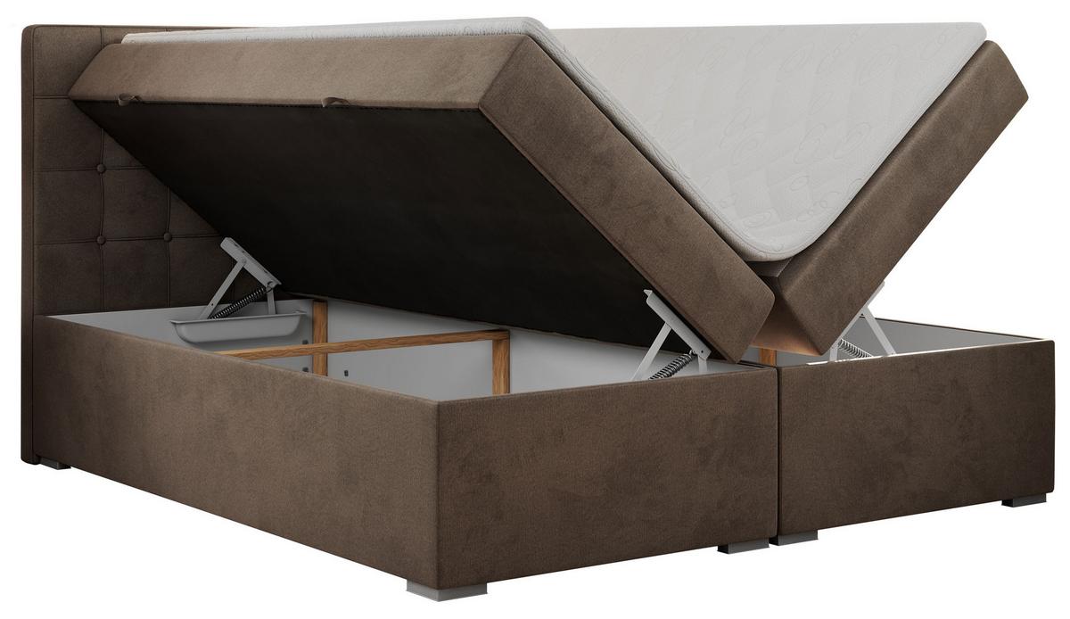 BOXBETT CARMEN 200/200 Braun Velvet - H4 - Braun, Holz/Textil (200/200cm) - MKS