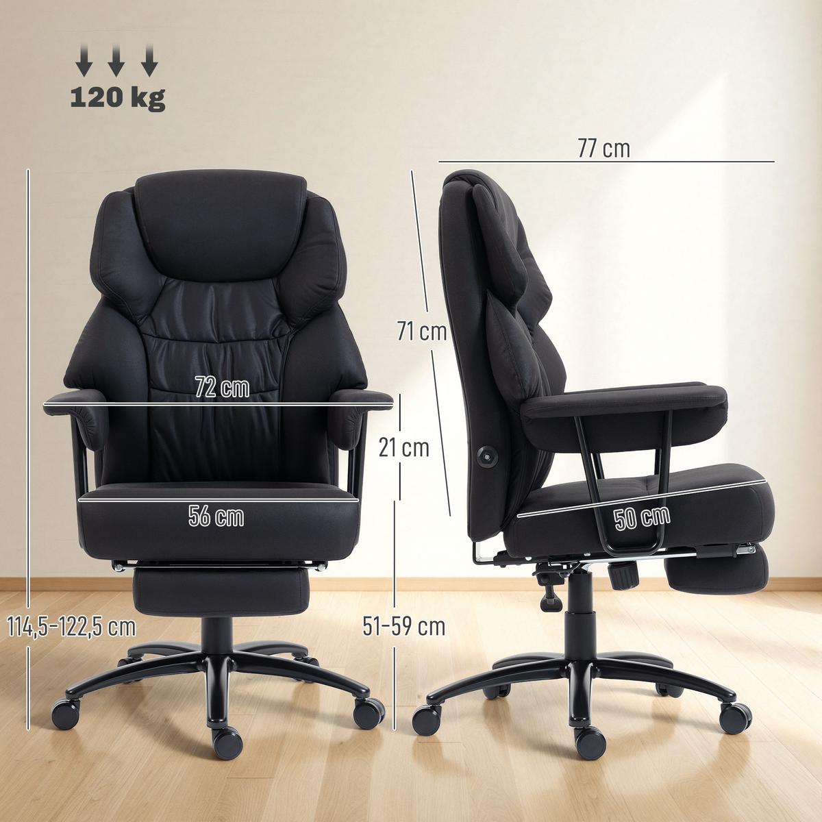 BÜROSTUHL mit Massagefunktion Schwarz - Schwarz, Textil (72/122.5/77cm) - HOMCOM